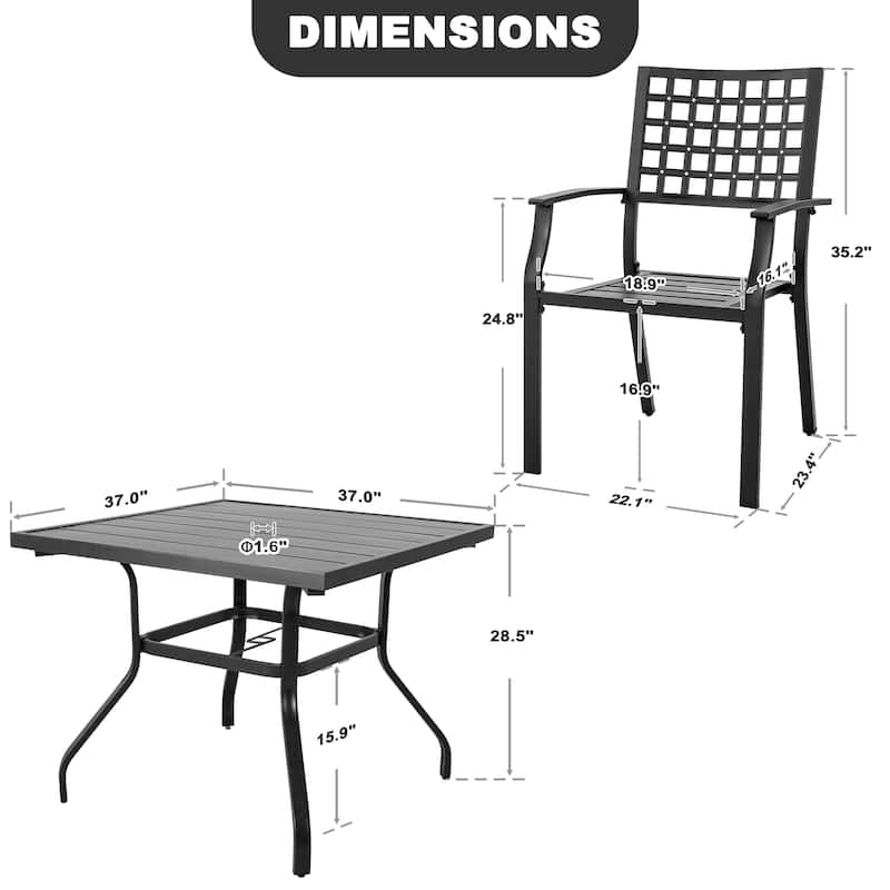 Outdoor 5-Piece Dining Set with 1.57'' Umbrella Hole