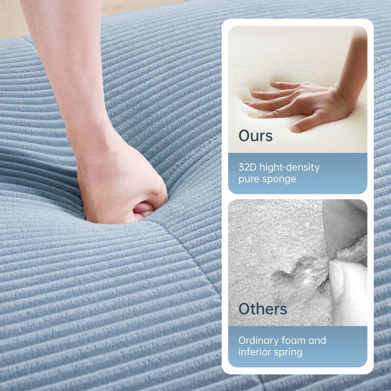 Rossetta Simplified Anti-Slip Style Premium Corduroy Fabric Modular Loveseat Sofa with Curved Armrests