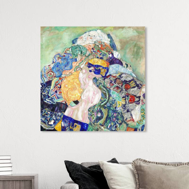 Wynwood Studio Canvas People and Portraits Gustav Klimt - Baby Cradle Green and Traditional Wall Art Canvas Print - 40 x 40