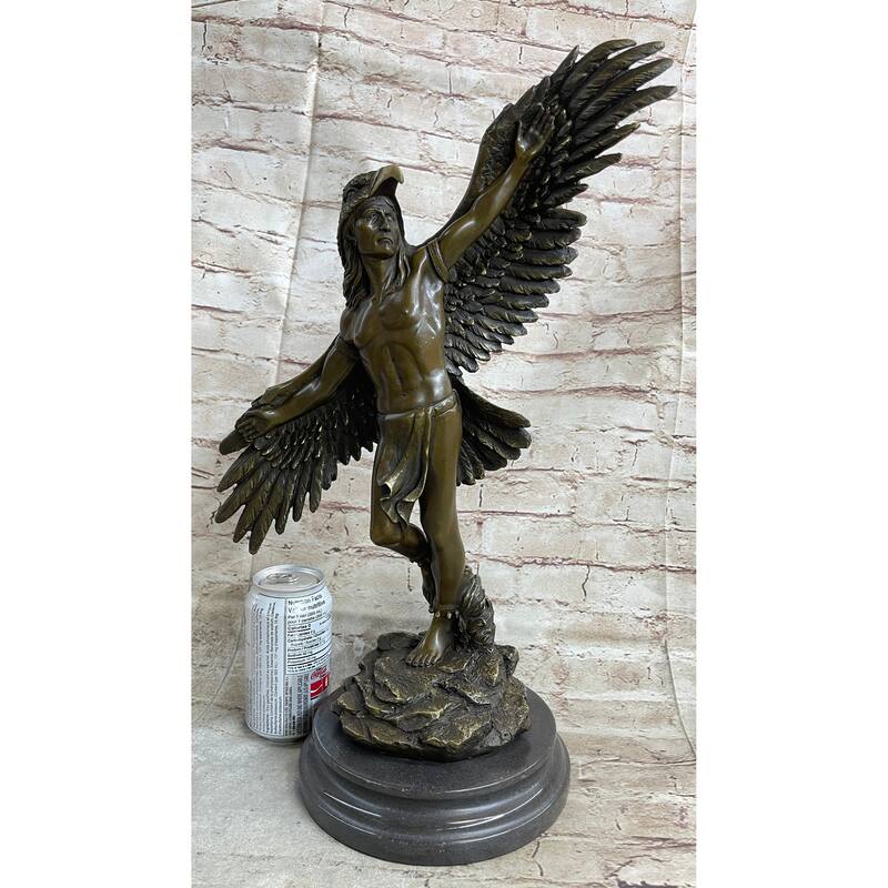 Winged Native American Indian Eagle Bird Art Legend Shaman Bronze Marble Base