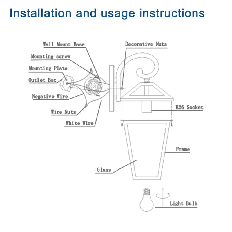 Modern 1-Light Outdoor Waterproof Wall Light Sconce for Porch, Patio