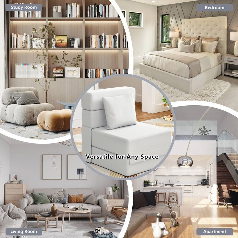 Corduroy Compression Convertible Folding Sectional Sofa