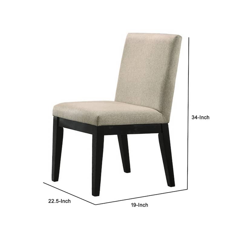 Black/Beige Fabric Upholstered Wood Frame Dining Chair, Set of 2, Sturdy Dining Chair for Dining Rooms - 21.75