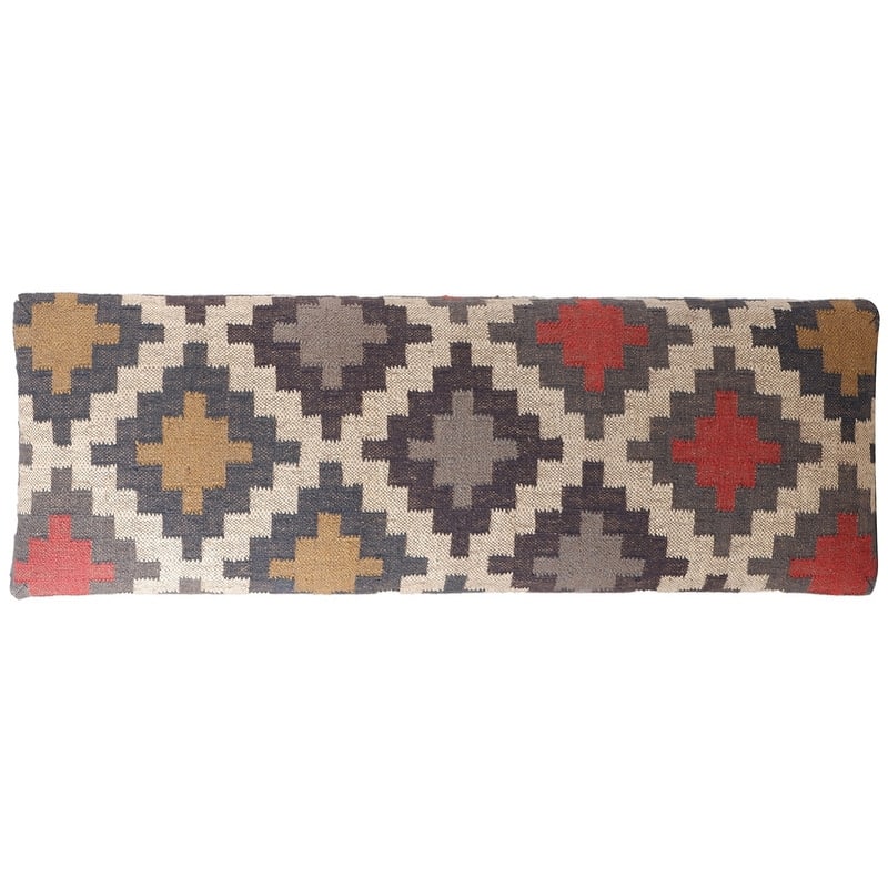 Handmade Kilim Upholstered Wooden Bench (India) - 48" W x 16" L x 18" H