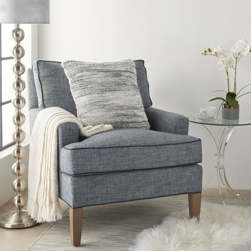 Petite Taupe and Striped Throw Pillow