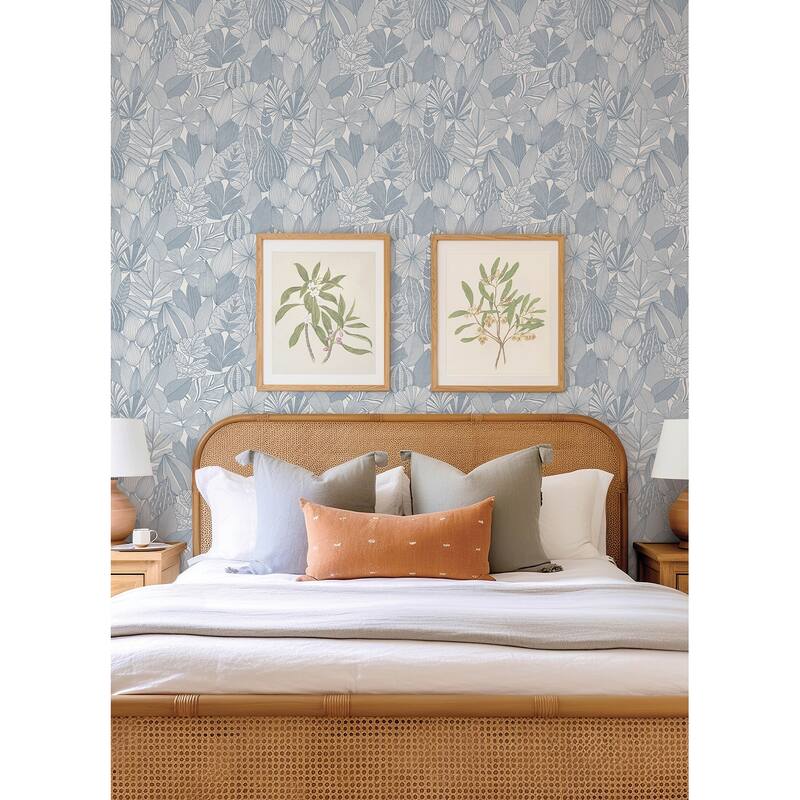 A-Street Prints Mathias Blue Botanical Wallpaper