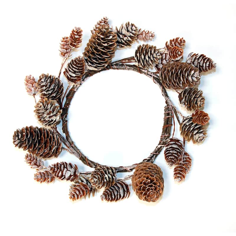 4.25" Inner Diameter Pine Cone Pillar Candle Ring, Set of 2 - 9