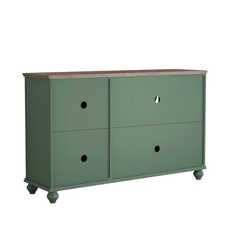 2-Piece Floral Storage Buffet Sideboard Set - 55" & 38" in Width - 55" & 38" in Width