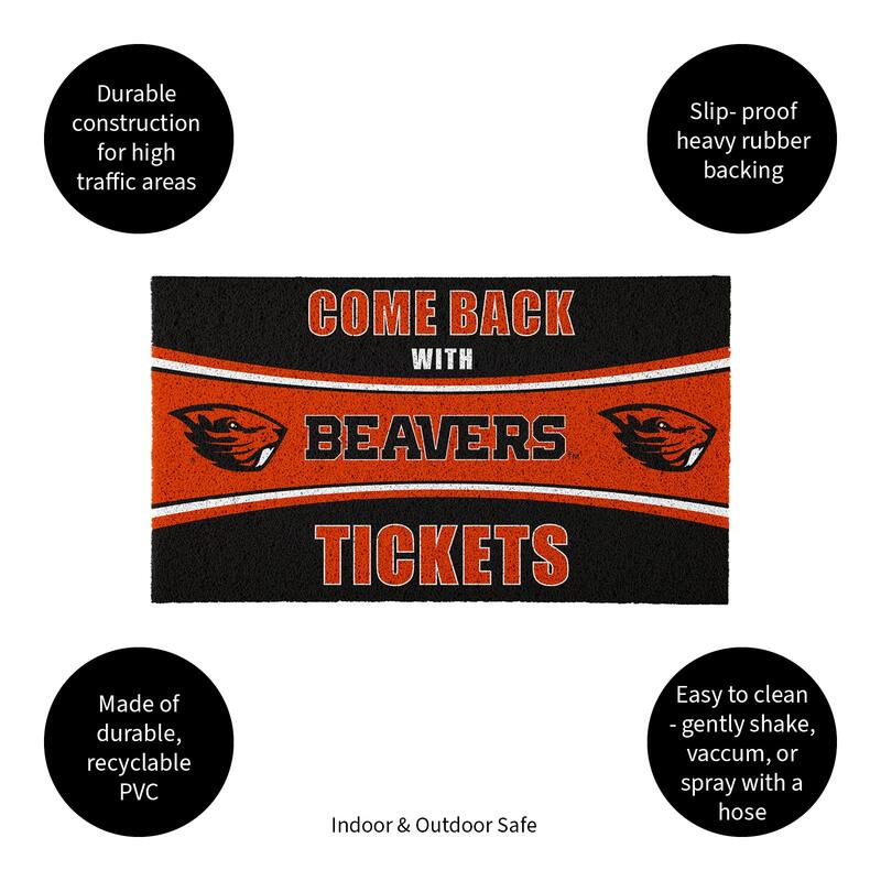 Oregon State University 28 in. x 16 in. PVC "Come Back With Tickets" Trapper Door Mat