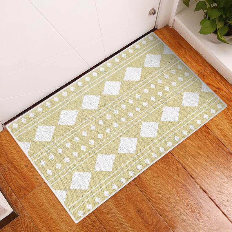 Sussexhome Heavy Duty Ultra Thin Non Slip Washable Cotton Indoor Rug - 2' x 3' - Light Beige