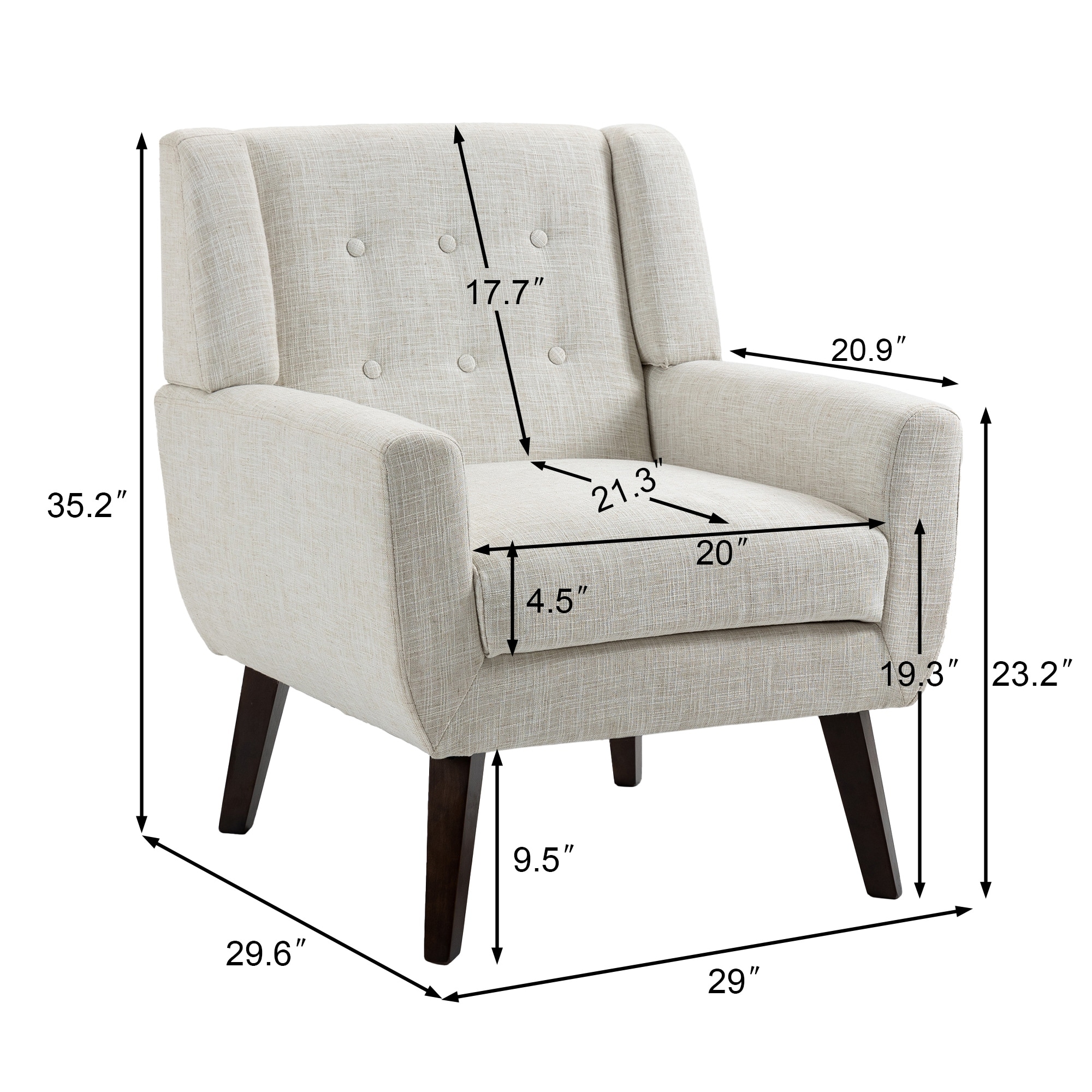 Modern Cotton Linen Upholstered Accent Chair for Living Room-image