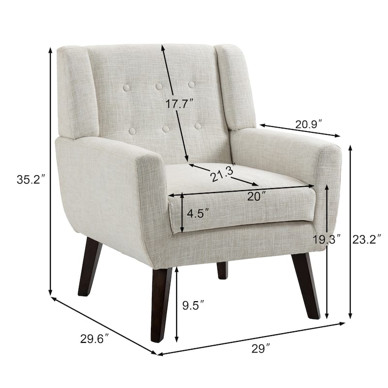 Modern Accent Chair Cotton Linen Upholstered Chair for Living Room