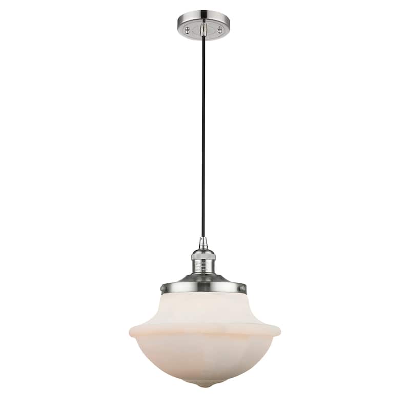 Innovations Lighting Franklin Restoration Oxford - 1 Light 12" Cord Hung Mini Pendant - Polished Nickel/Matte White