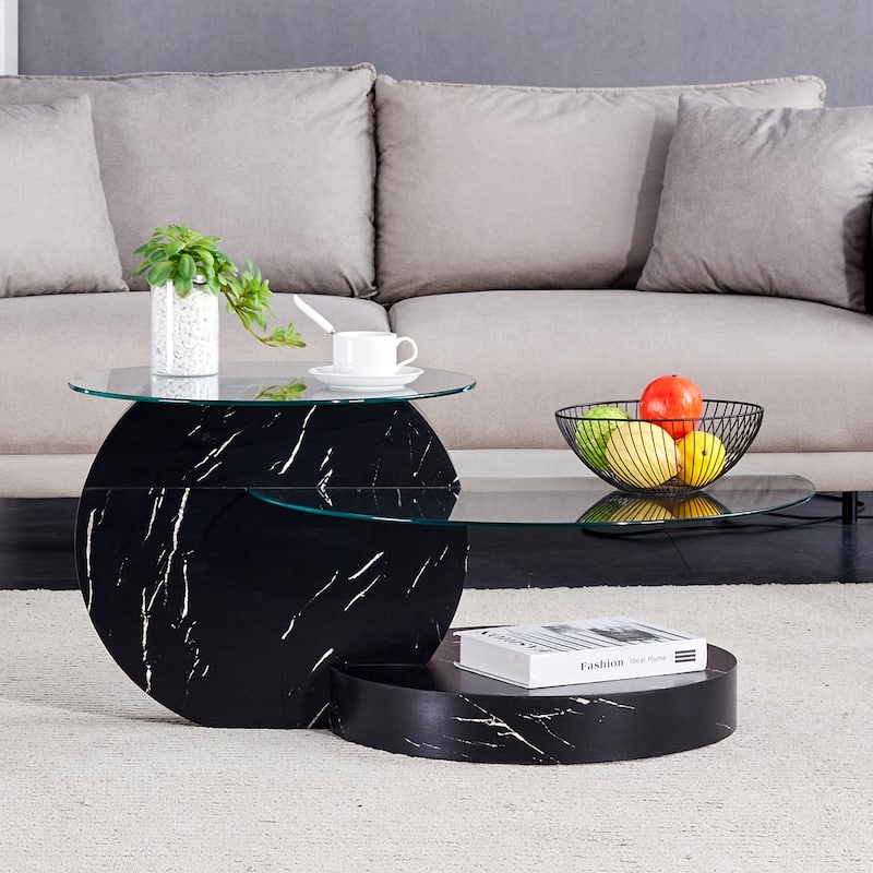 Modern and Practical Double-layer Round Coffee Table Sofa Side Table