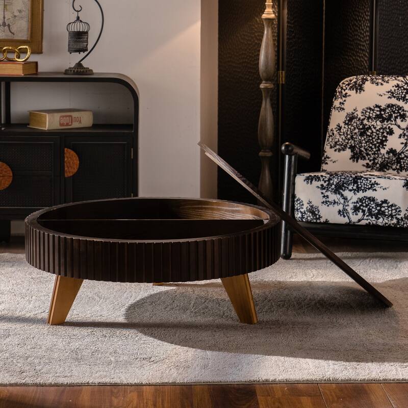 Retro Round Retro Coffee Table with 3 Legs for Living Room