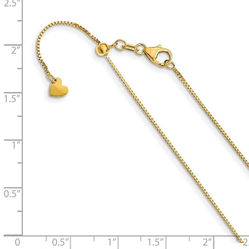 Curata Italian 14k White Gold Adjustable 0.7mm Baby Box Chain Necklace 22 Inch (WG or YG)