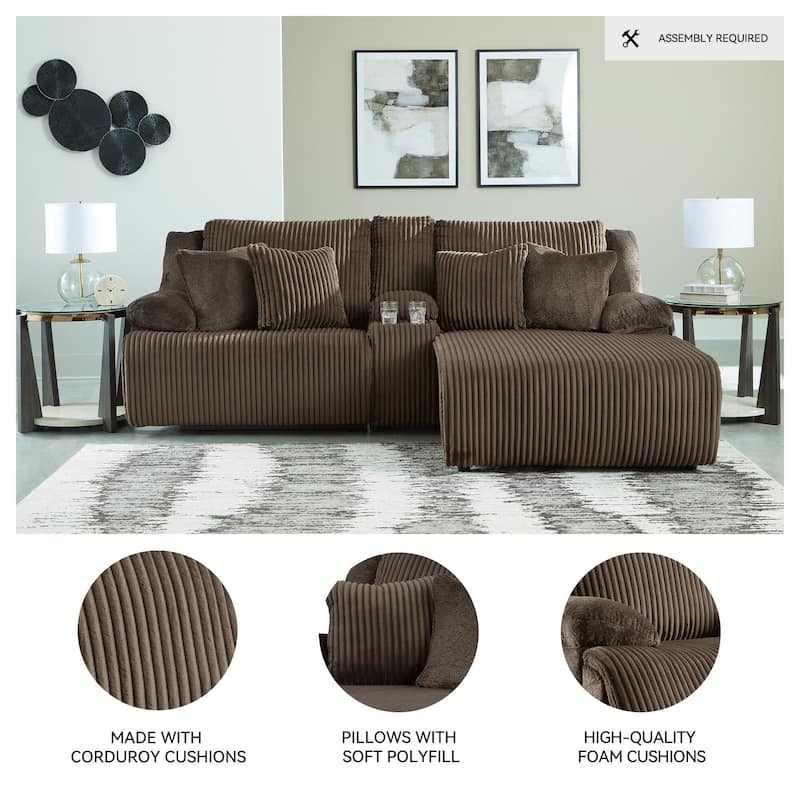 Signature Design by Ashley Top Tier 3-Piece Reclining Sectional with Chaise - 105"W x 74"D x 41"H