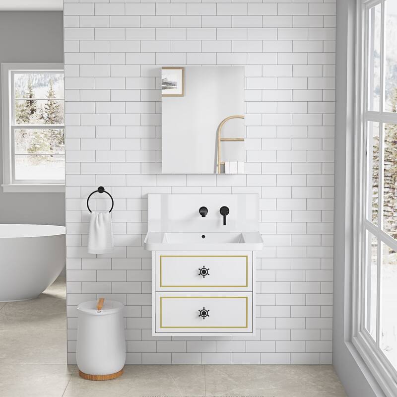 Frameless Bathroom Medicine Cabinet with Beveled Mirror Edges, Left Opening Door, Soft-Closing Hinges