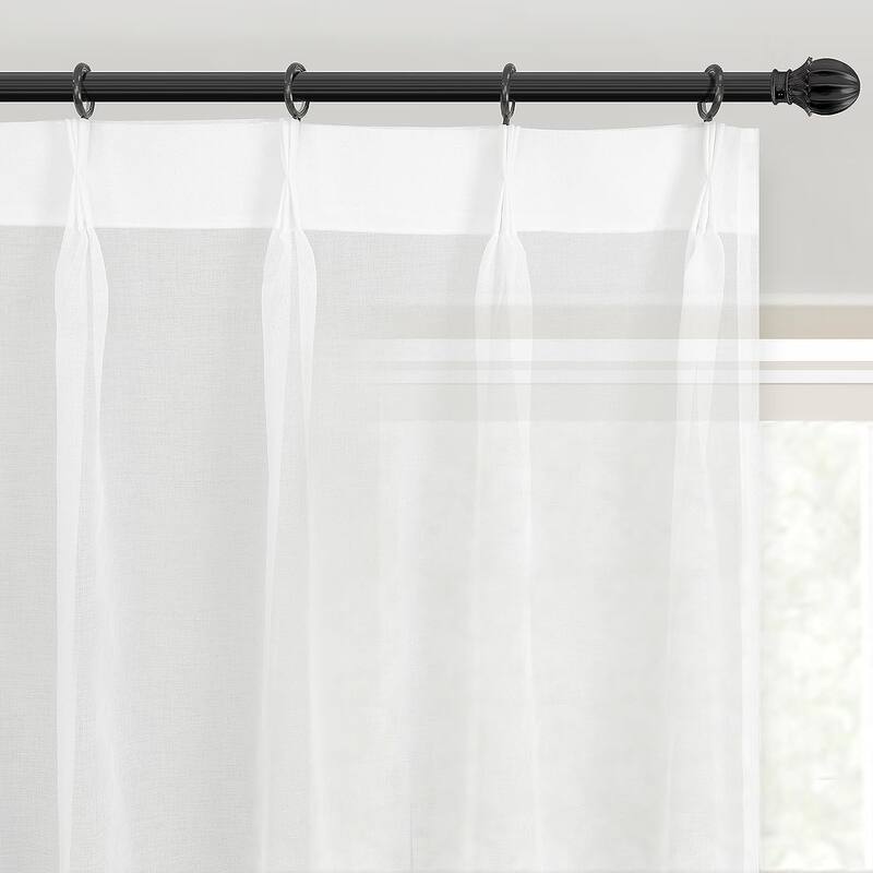 DriftAway Pinch Pleat Solid White Sheer Curtains Light Filtering Privacy Drapes for Living Room Bedroom Window Treatments