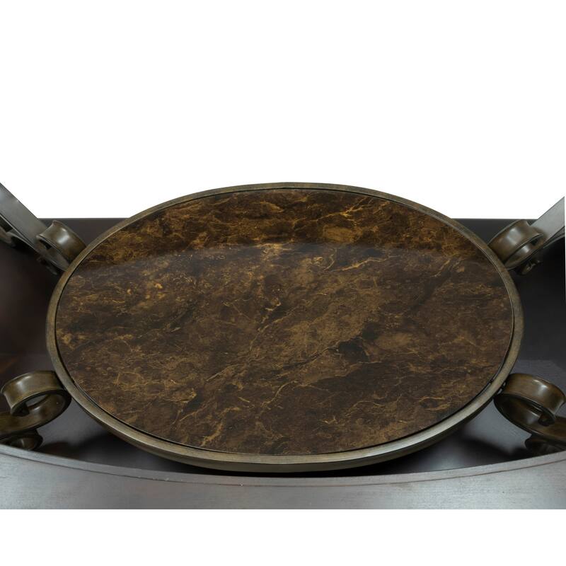 Roomfitters Modern Cocktail Table with Glass Top, Faux Marble MDF Shelf and Metal Legs, Living Room Coffee Table, White