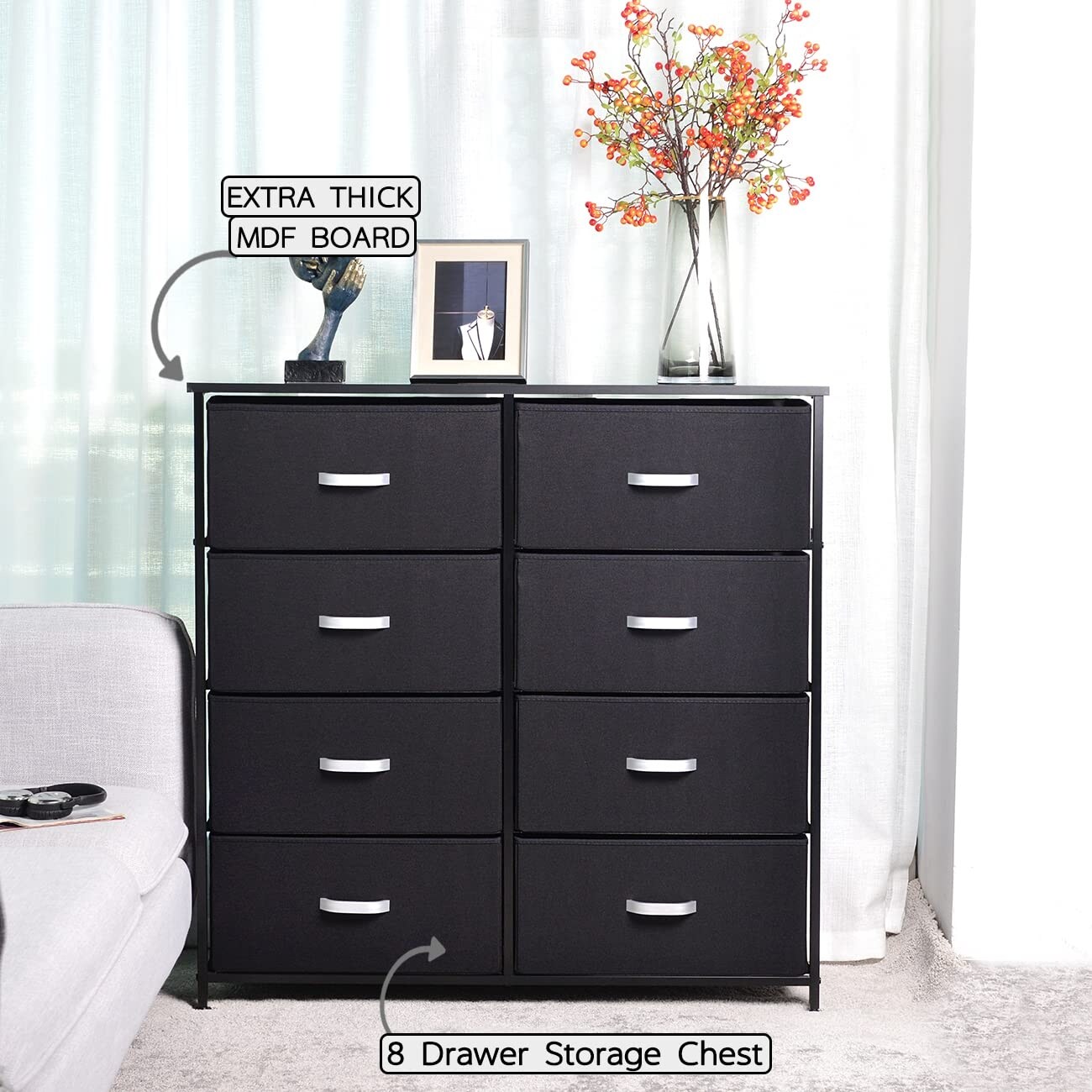 8 Drawers Extra Large Double Dresser Upgrade Fabric Storage Organizer  Clothes Drawer