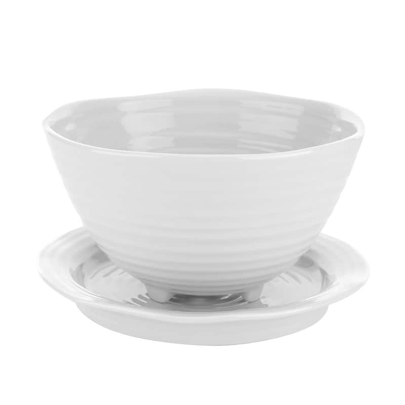 Portmeirion Sophie Conran White Berry Bowl and Stand - 6.5" x 4" - 6.5" x 4" - White