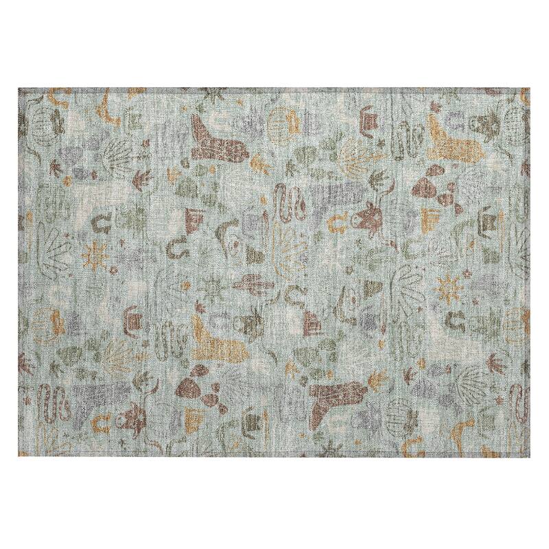 Machine Washable Indoor/ Outdoor Modern Ranch Chantille Rug