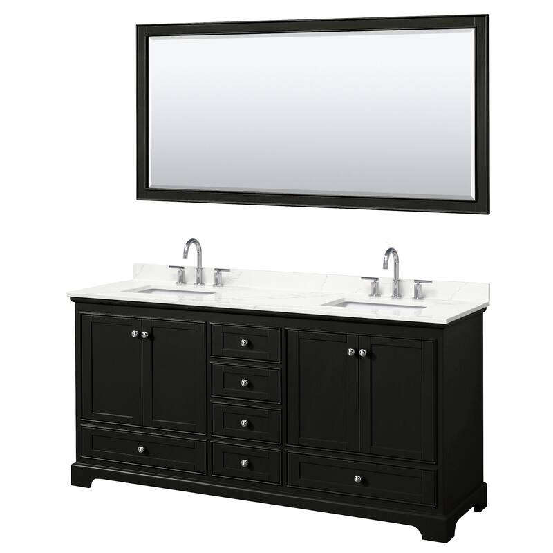 Wyndham Collection WCS202072D-QTZ-US3M70 Deborah 72" Free Standing - Dark Espresso / Giotto Quartz Top / Polished