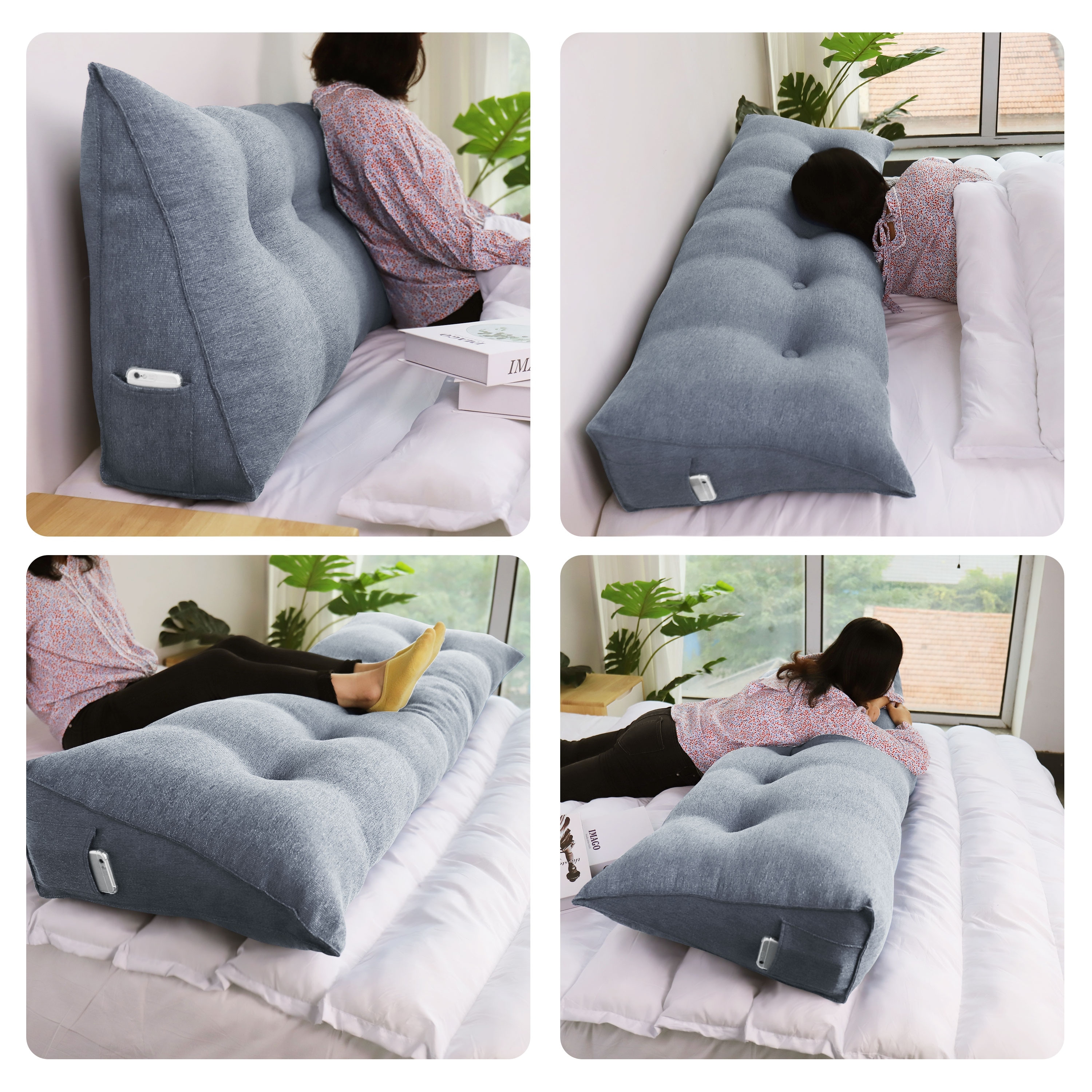 Reading Bed Rest Pillow Sitting Up In Bed Back Support Cushion