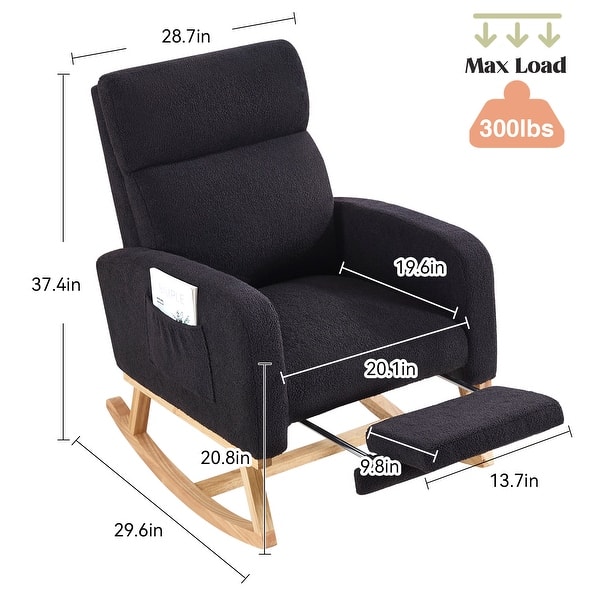 dimension image slide 0 of 12, HOMYKA Rocking Chair for Nursery with Footrest