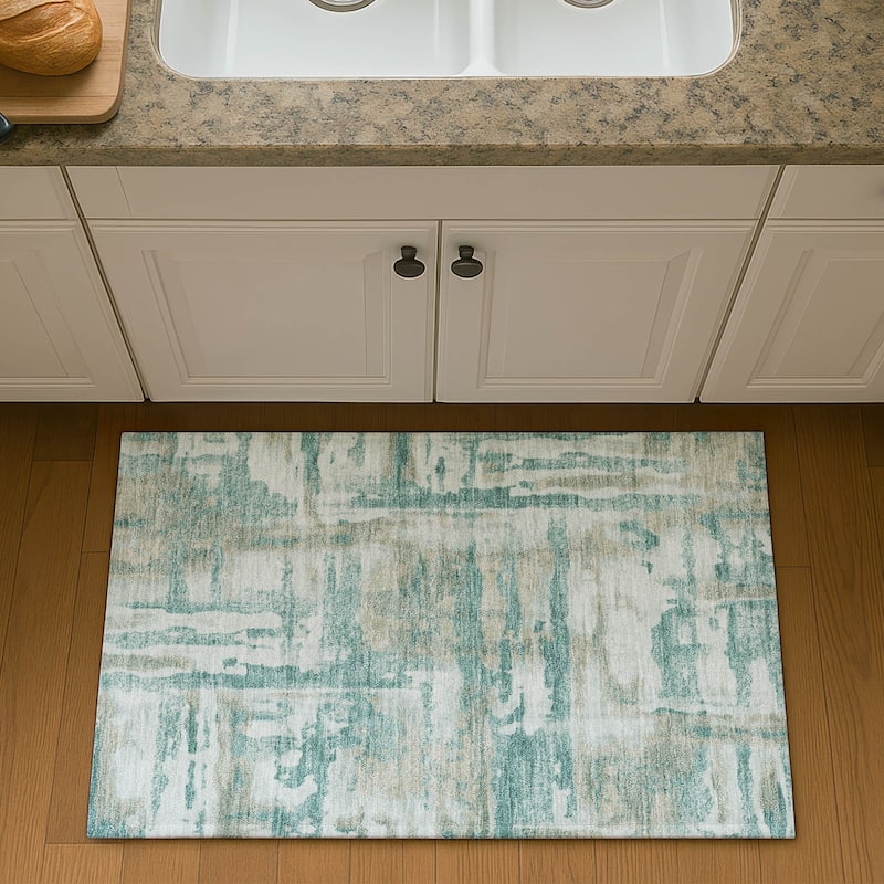 Premium Washable Super Soft Modern Glam Mayfield Rug - Teal - 1'8" x 2'6"