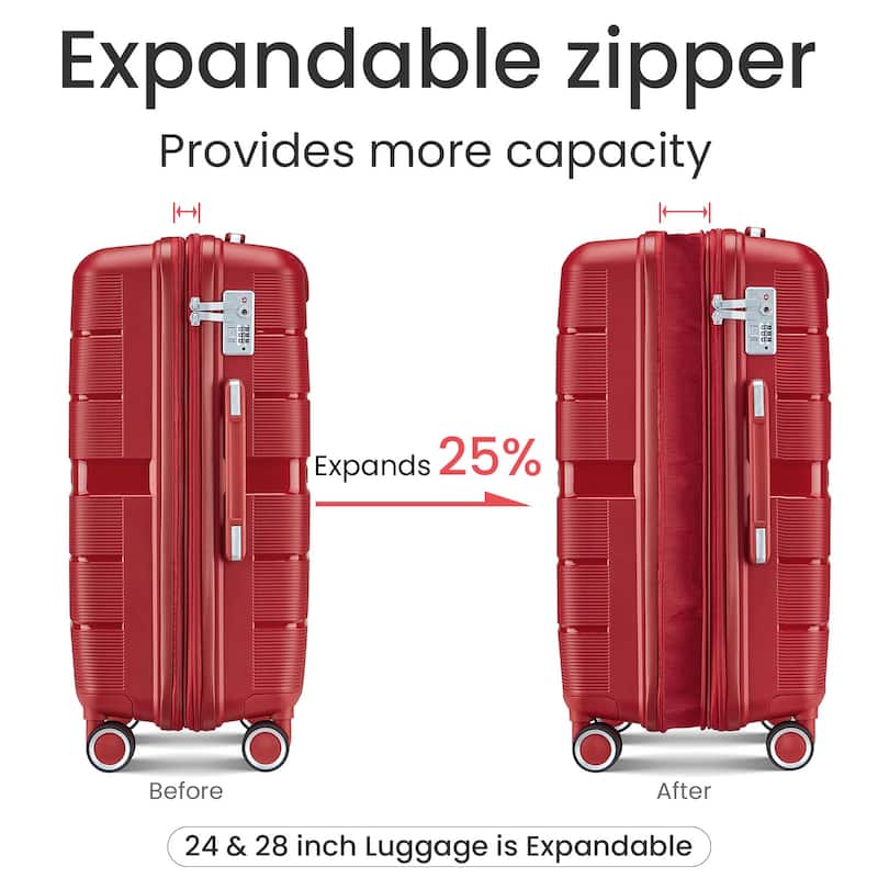 Luggage Sets 4 Piece(14/20/24/28) PP Lightweight & Durable Expandable suitcase