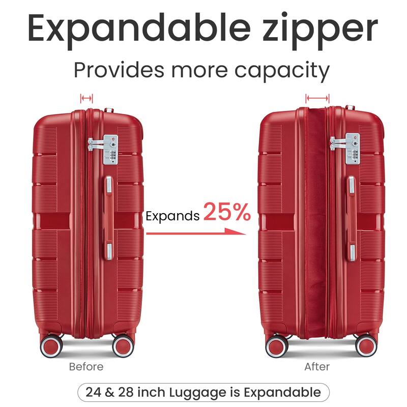 Stylish Luggage Lightweight Luggage with Expandable Storage, Dividers and Zippered Pockets for Boarding Travel, Set of 4