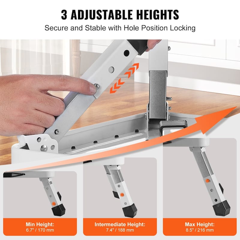 3 Height Adjustable Steel Portable Folding Steel Step Ladder Perfect for Indoor-Outdoor Use - 17.7" x 12.2" x 6.5"