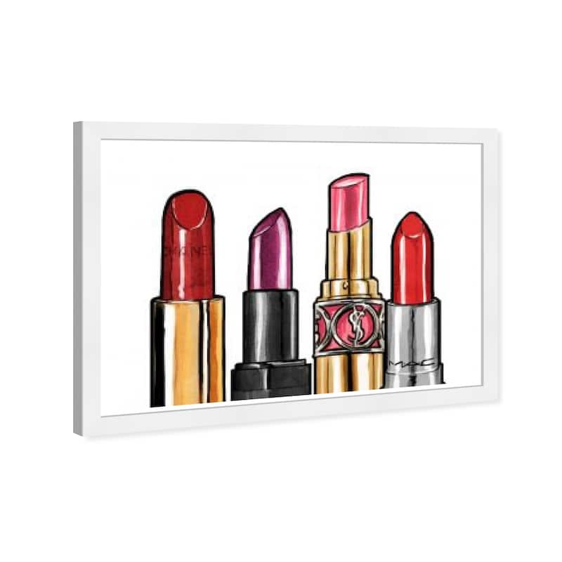Wynwood Studio Prints Fashion and Glam Red Lipstick Gold and Metallic Gold Glam Wall Art Canvas Print