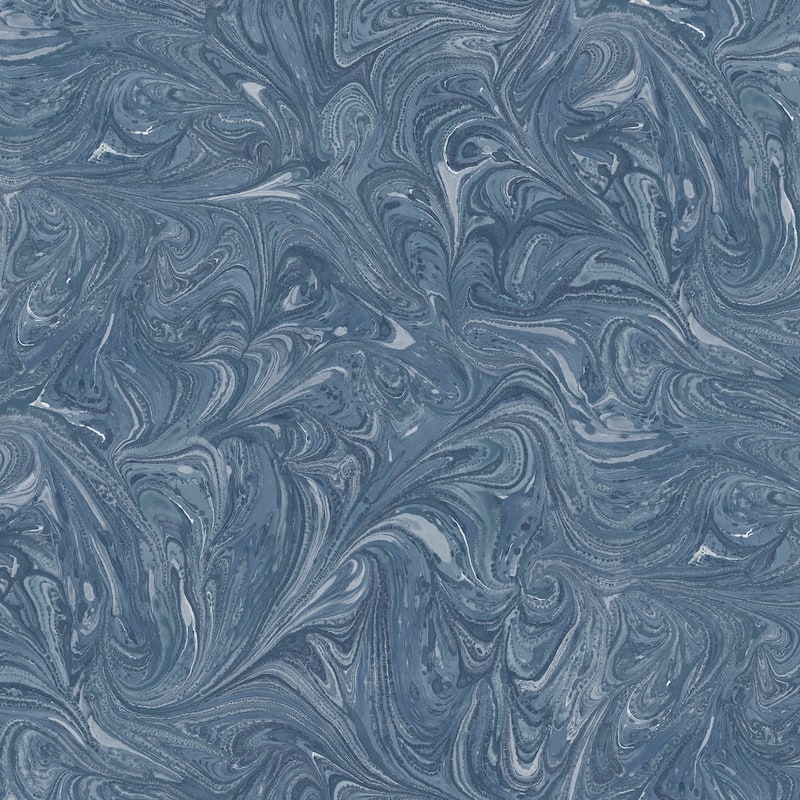 Seabrook Designs Boho Rhapsody Sierra Marble Unpasted Wallpaper - 27 in. W x 27 ft. L - Washed Denim