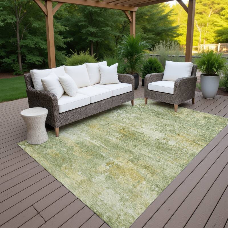 Machine Washable Indoor/ Outdoor Casual Ombre Chantille Rug