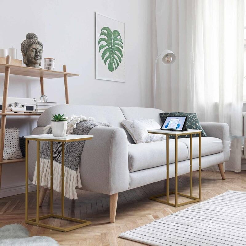 C Shaped Side Table Set of 2 - 16"D x 12"W x 25"H