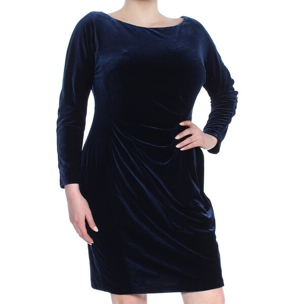 ralph lauren blue velvet dress