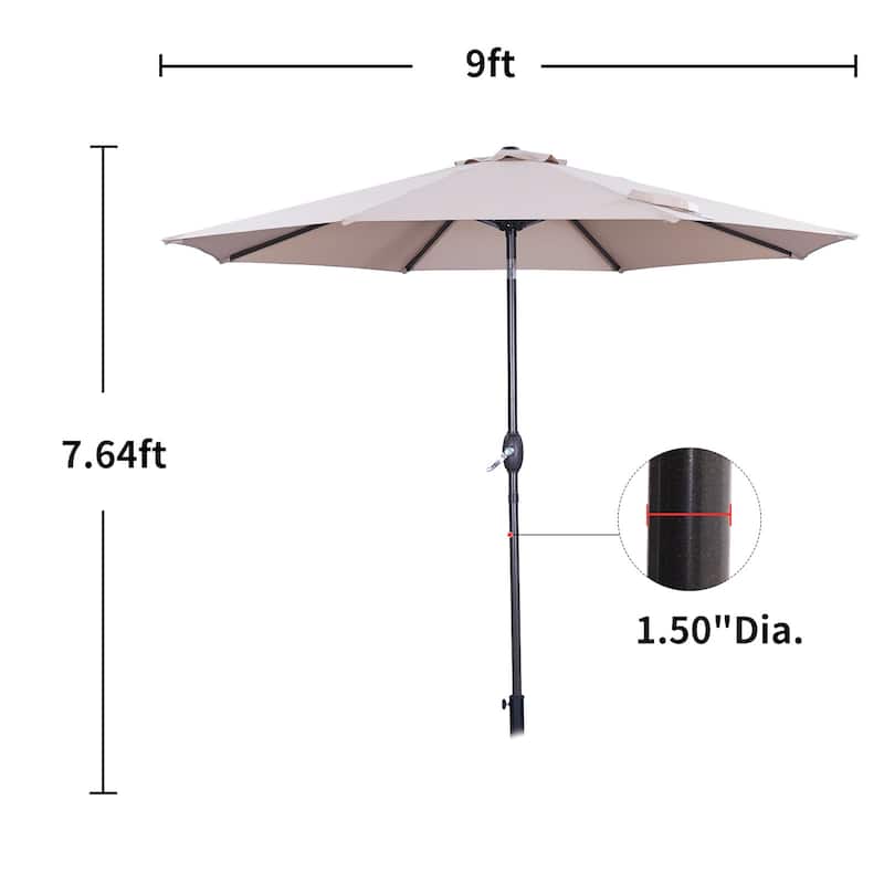 9 ft.Aluminum Market High Quality Light Tilt Patio Beach Umbrella without Base