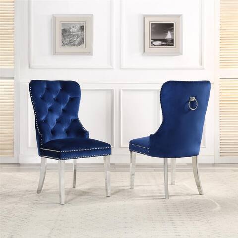 Clihome Velvet Tufted Upholstered Dining Chairs (Set of 2)