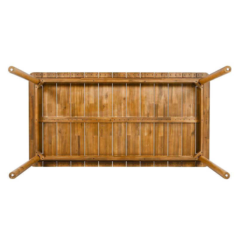 Roomfitters Outdoor Dining Set 7 Piece Solid Acacia Wood Table Armchairs Cushioned, Teak Beige