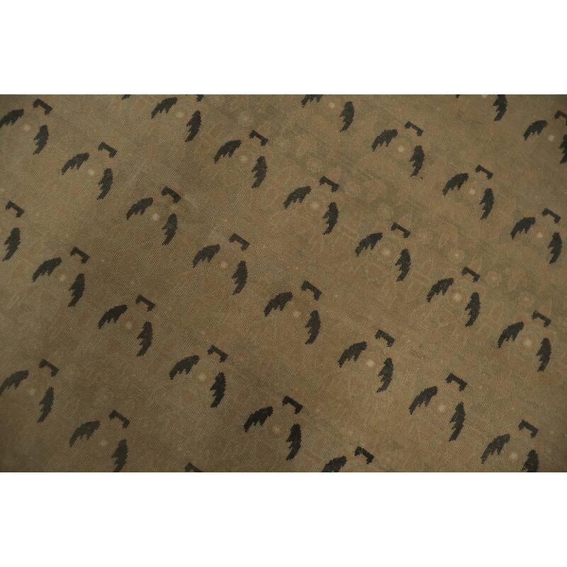 Hand Knotted Oriental 100% Wool Carpet Traditional All-Over Brown Ziegler Area Rug - 14' 9'' X 9' 11''