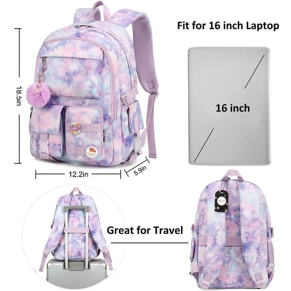 dimension image slide 2 of 3, Backpacks 15.6 Inch College Backpack Elementary Middle High School Bag Large Cute Bookbags Anti Theft Travel Back Pack