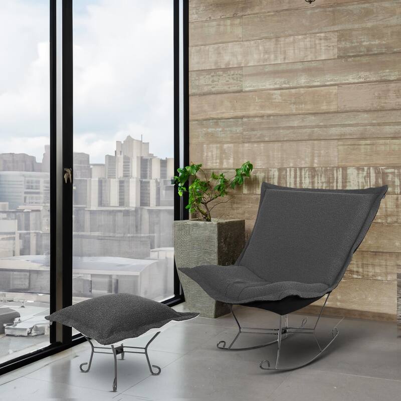 Allan Andrews Scroll Puff Rocker with Titanium Frame, Barbet Collection