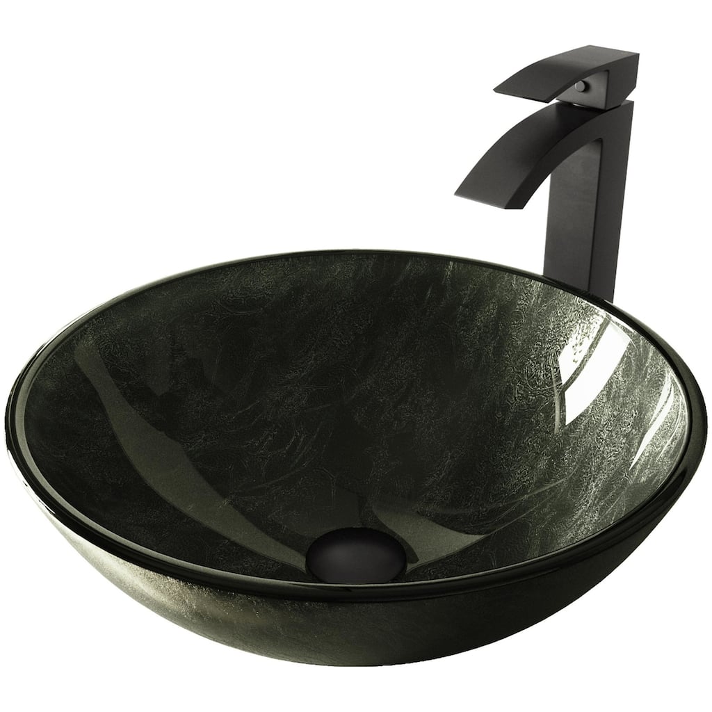 Vigo 16-1/2" Glass Bathroom Vessel Sink with Duris Single Hole