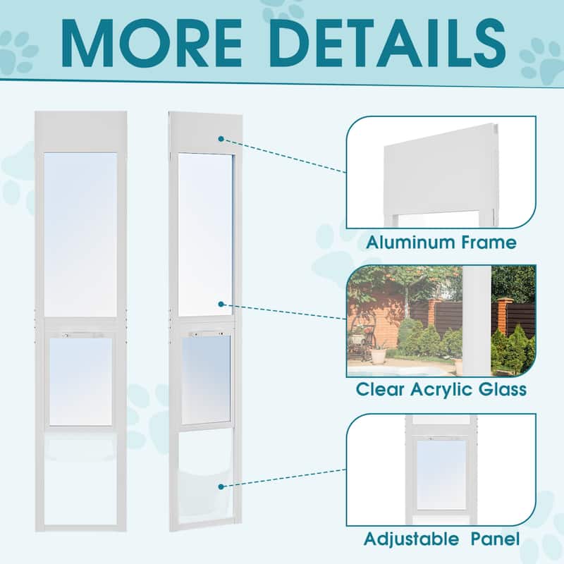 Dog Door for Sliding Glass, Adjustable Height, Pet Door with Lock
