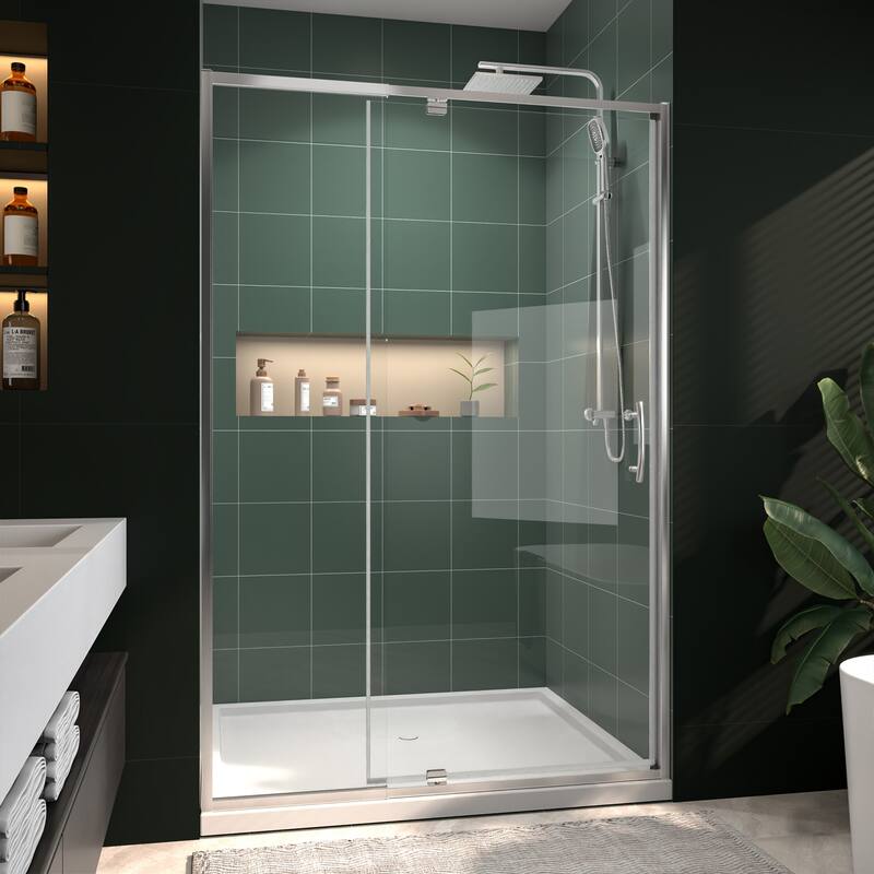 Modland 48"x71" Pivot Swing Semi-Frameless Shower Door with 1/4" Tempered Clear Glass