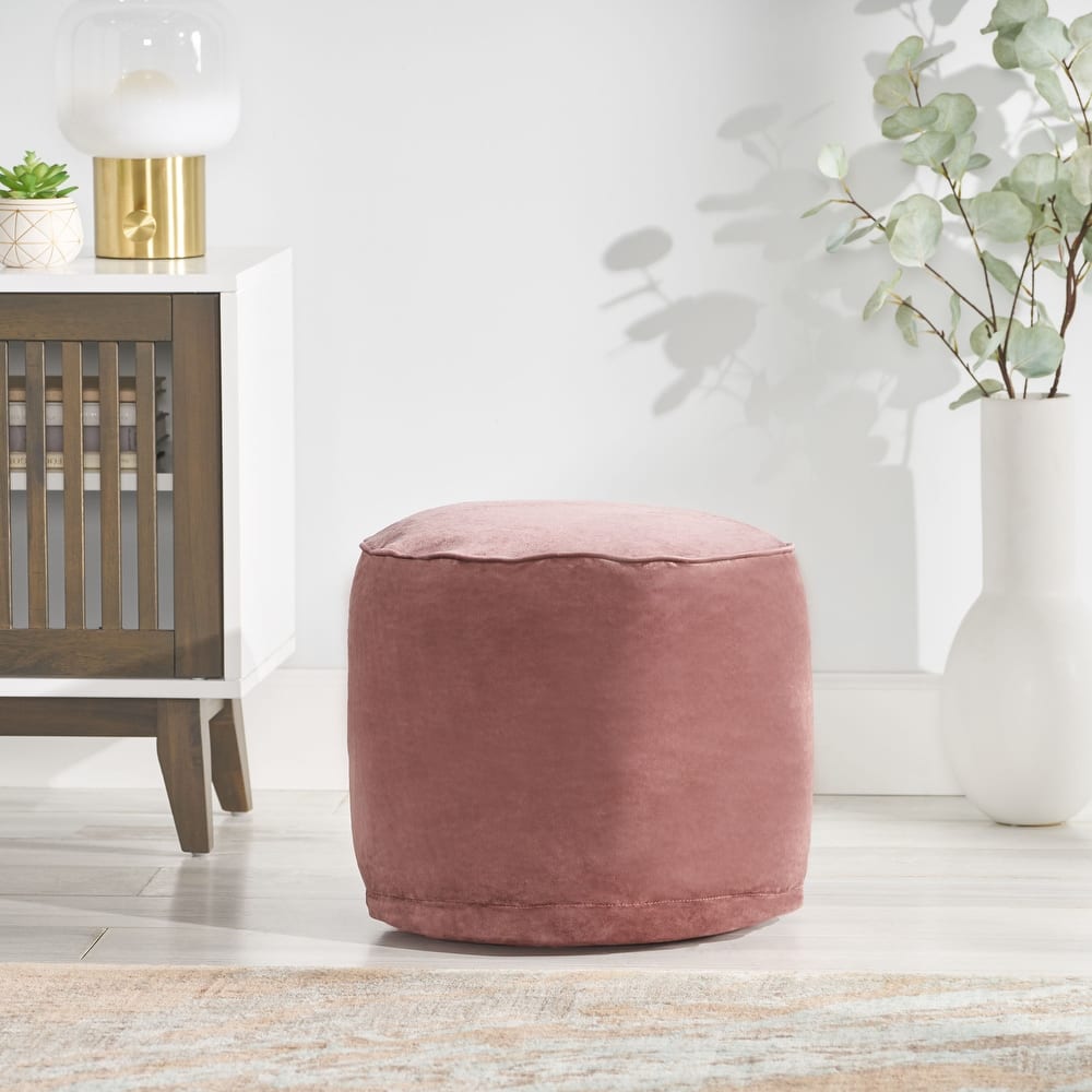 Gwinnett Modern Velveteen Cylinder Pouf by Christopher Knight Home