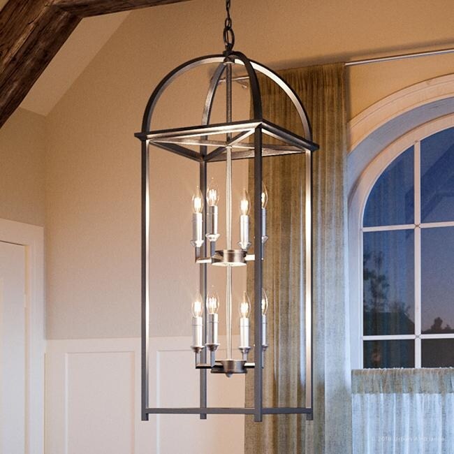 Luxury Moroccan Chandelier, 34"H x 12.3125"W, with Traditional Style, Brushed Nickel Finish by Urban Ambiance (60 to 100 Watts - Steel - Nickel - 7 - Chandeliers For Bedrooms by Overstock.com
